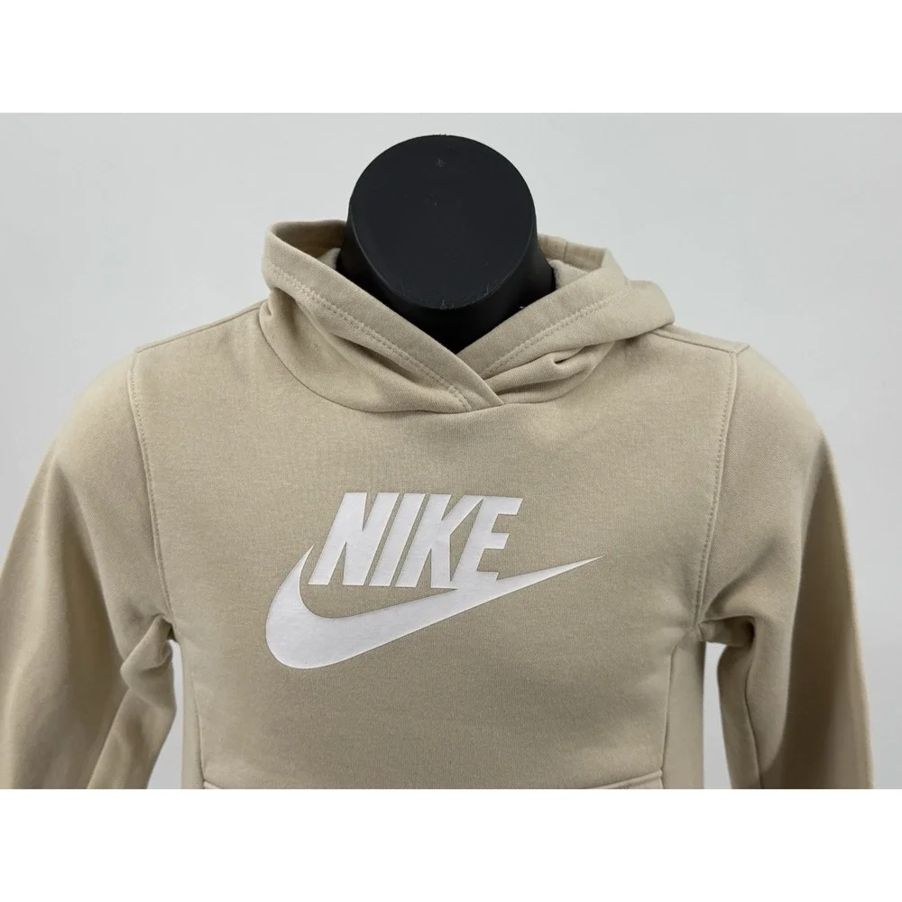 Nike Beige‎ with White Swoosh Hooded Sweatshirt Hoodie Boy's Size 4T